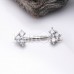 Cubic Elegant Tripple Gem Nipple Barbell Ring