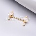 Golden Leafy Dangle Gem Nipple Barbell Ring