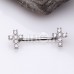 Cubic Cross Gem Nipple Barbell Ring