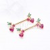 Golden Cherry Heart Drop Nipple Barbell Ring