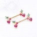 Golden Cherry Heart Drop Nipple Barbell Ring