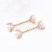 Golden Double Moon Pearl Nipple Barbell Ring