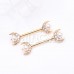 Golden Double Moon Pearl Nipple Barbell Ring