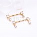 Golden Double Prong Dangle Cubic Zirconia Gem Nipple Barbell Ring