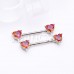 Cubic CZ Iridescent Double Heart Gem Nipple Barbell Ring