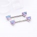 Cubic CZ Iridescent Double Heart Gem Nipple Barbell Ring