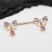 Golden Coquette Pearl Bow Dangle Nipple Barbell Ring