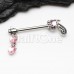 Stop In The Name of Love Gun Pistol Heart Dangle Nipple Barbell Ring