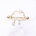 Golden Only Happy when it Rains Gem Drop Dangle Nipple Shield Ring