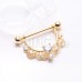 Golden Lace Gem Drop Dangle Nipple Barbell Shield Ring