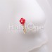 Golden Red Rose Dangle Gem Nose Stud Ring