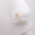 Golden Butterfly CZ Double Dangle Gem Nose Stud Ring
