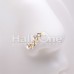 Golden Classic Zig Zag CZ Pearl Nose Stud Ring
