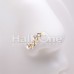 Golden Classic Zig Zag CZ Pearl L-Shape Nose Ring