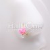 Golden Pink Bow Pearl Dangle Bendable Nose Hoop