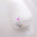 Double Heart Drop Dangle Gem Bendable Nose Hoop