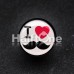 'I Heart Mustache' Single Flared Ear Gauge Plug
