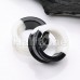 Two Tone Black & White Flexible Silicone Double Flared Ear Gauge Tunnel Plug