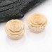 Organic Blooming Rose Crocodile Wood Double Flared Ear Gauge Plug