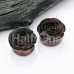 Organic Blooming Rose Ebony Wood Double Flared Ear Gauge Plug