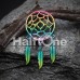 Rainbow Dreamcatcher Feather Dangle Ear Gauge Plug