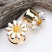 Golden Daisy Flower Double Flared Ear Gauge Plug