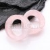 Supersize Pink Rose Quartz Stone Double Flared Eyelet Tunnel Ear Gauge Plug