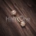 Golden Pave Diamond Full Dome Cluster Curved Barbell Eyebrow Ring