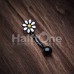 Black One Daisy at a Time Enamel Curved Barbell Eyebrow Ring