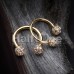 Golden Full Dome Pave Ball Horseshoe Circular Barbell