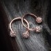 Rose Gold Full Dome Pave Ball Horseshoe Circular Barbell