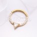 Golden Trilliant Cut Gemmed Steel Seamless Hinged Clicker Ring