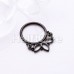 Black Lotus Outline Steel Seamless Hinged Clicker Ring