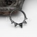 Black Faceted Triangle Pyramid Stud Steel Seamless Hinged Clicker Ring