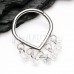 Teardrop 5 CZ Oval Dangle Steel Seamless Hinged Clicker Ring