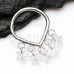 Teardrop 5 CZ Star Dangle Steel Seamless Hinged Clicker Ring