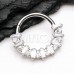 CZ Baguette Pointed Gem Steel Seamless Hinged Clicker Ring