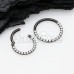 Black Front Facing Multi Gem Steel Seamless Hinged Clicker Ring