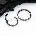 Black Side Facing Multi Gem Steel Seamless Hinged Clicker Ring