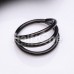 Black Triple Row Steel Seamless Hinged Clicker Ring