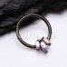 Black Triple Gem Marquis Steel Seamless Hinged Clicker Ring