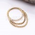 Golden Chained Front Facing Multi Gem Steel Seamless Hinged Clicker Ring