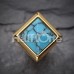 Golden Square Turquoise Pyramid Stone Steel Fake Plug Golden Square Turquoise Pyramid Stone Steel Fake Plug