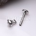 CZ Double Gem Top Steel Internally Threaded Labret