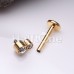 Golden CZ Double Gem Top Steel Internally Threaded Labret