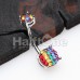 Rainbow Striped Sprinkle Dot Gem Prong Sparkle Belly Button Ring