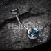 Steel 'Add-On Dangle' Gem Ball Belly Button Ring