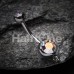 Steel 'Add-On Dangle' Gem Ball Belly Button Ring