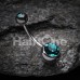 Steel 'Add-On Dangle' Gem Ball Belly Button Ring