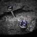 Steel 'Add-On Dangle' Gem Ball Belly Button Ring